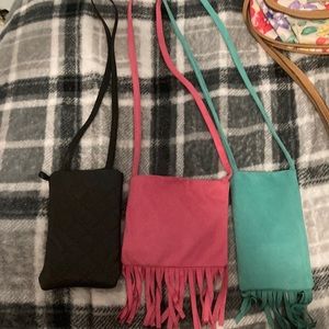 3 small little over the shoulder bags kids/teens